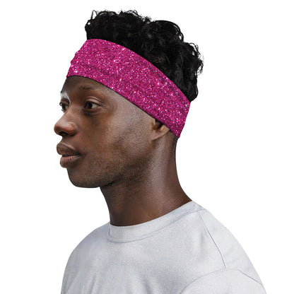 Magenta Pink (NOT Real) Glitter Print Sports Headband