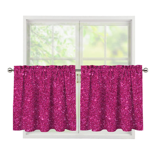 Magenta Pink (NOT Real) Glitter Print Tier Curtains