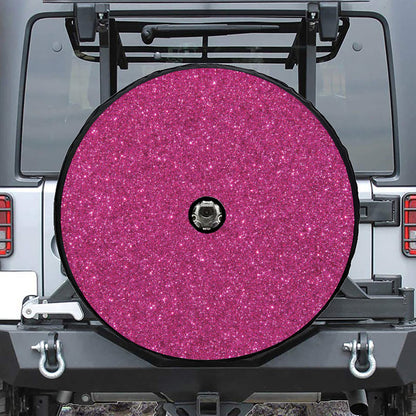 Magenta Pink (NOT Real) Glitter Print Tire Cover With Camera Hole