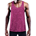 Magenta Pink (NOT Real) Glitter Print Men's Workout Tank Top