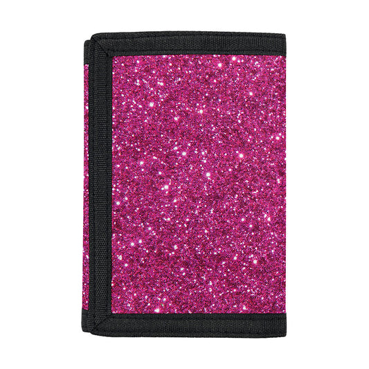 Magenta Pink (NOT Real) Glitter Print Trifold Wallet