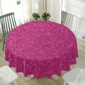 Magenta Pink (NOT Real) Glitter Print Waterproof Round Tablecloth