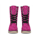 Magenta Pink (NOT Real) Glitter Print Winter Boots