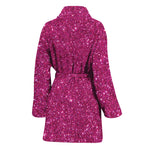 Magenta Pink (NOT Real) Glitter Print Women's Bathrobe