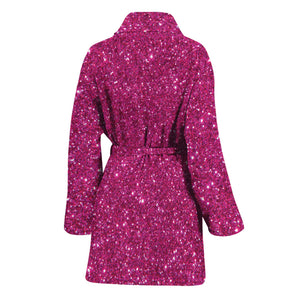 Magenta Pink (NOT Real) Glitter Print Women's Bathrobe