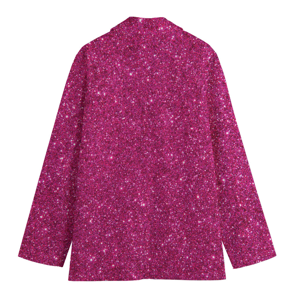Magenta Pink (NOT Real) Glitter Print Women's Blazer