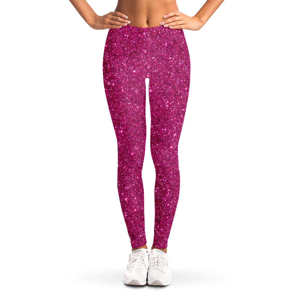 Magenta Pink (NOT Real) Glitter Print Women's Leggings