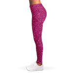 Magenta Pink (NOT Real) Glitter Print Women's Leggings
