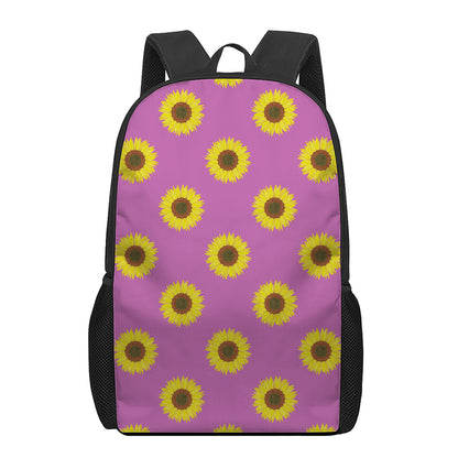 Magenta Pink Sunflower Pattern Print 17 Inch Backpack