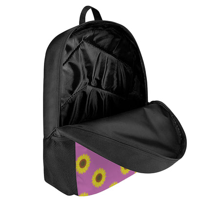Magenta Pink Sunflower Pattern Print 17 Inch Backpack