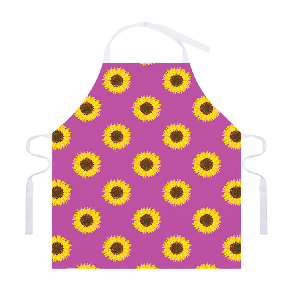 Magenta Pink Sunflower Pattern Print Adjustable Apron