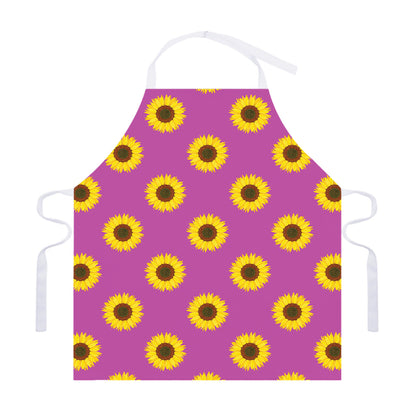 Magenta Pink Sunflower Pattern Print Adjustable Apron