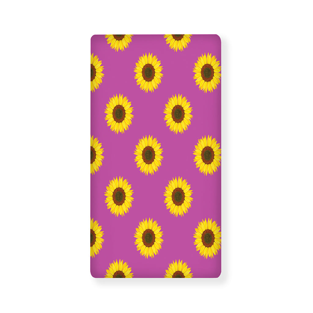 Magenta Pink Sunflower Pattern Print Baby Crib Sheet