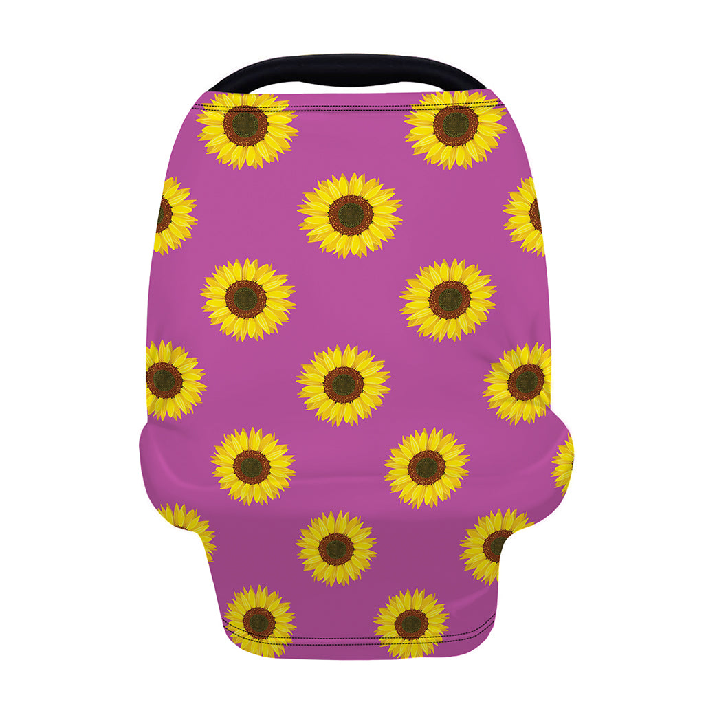 Magenta Pink Sunflower Pattern Print Baby Seat Cover