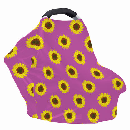 Magenta Pink Sunflower Pattern Print Baby Seat Cover