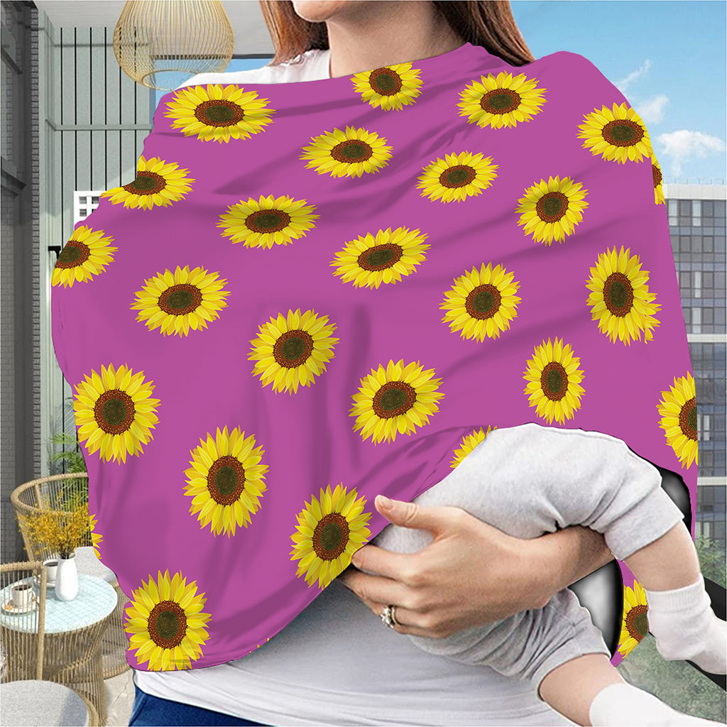 Magenta Pink Sunflower Pattern Print Baby Seat Cover