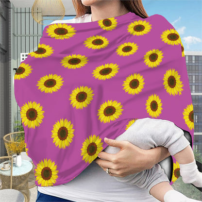 Magenta Pink Sunflower Pattern Print Baby Seat Cover