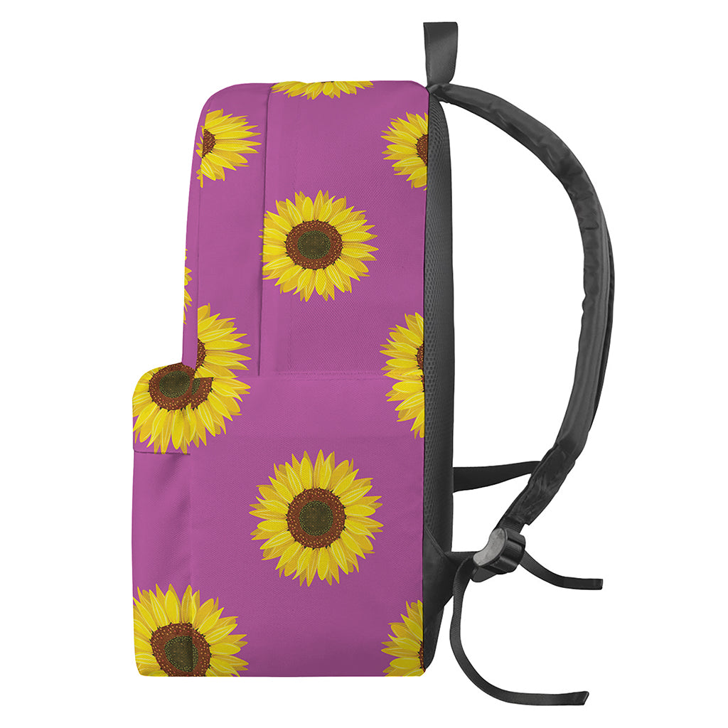 Magenta Pink Sunflower Pattern Print Backpack