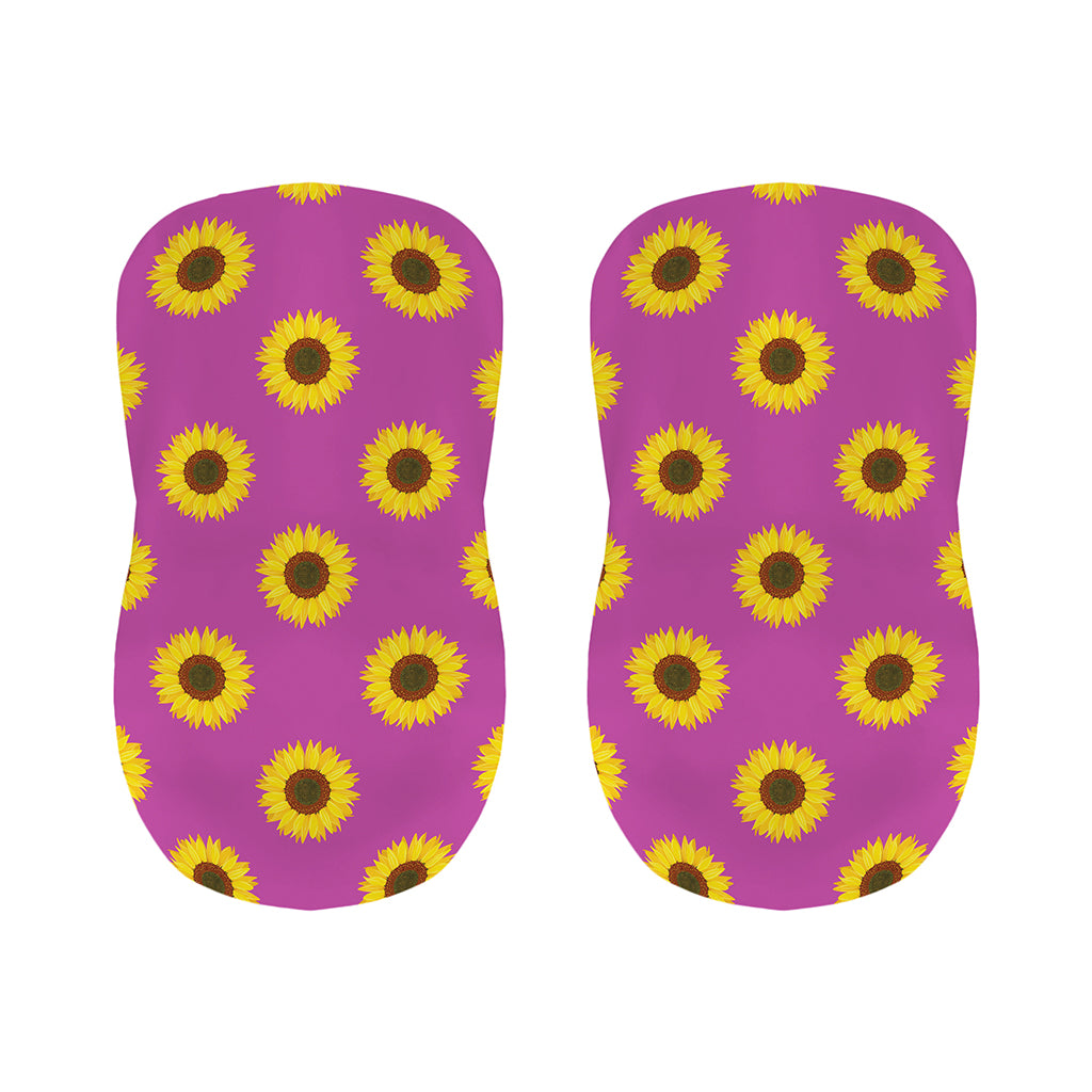 Magenta Pink Sunflower Pattern Print Bar Stool Covers