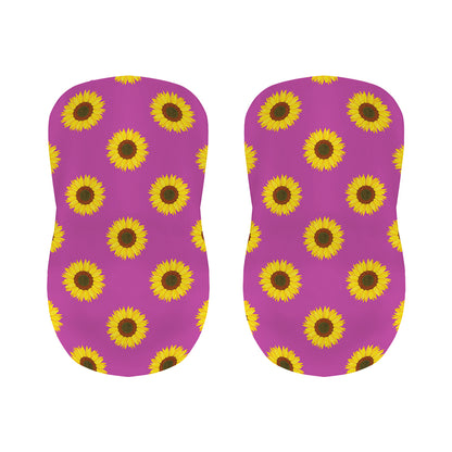 Magenta Pink Sunflower Pattern Print Bar Stool Covers