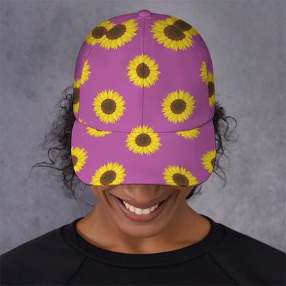 Magenta Pink Sunflower Pattern Print Baseball Cap