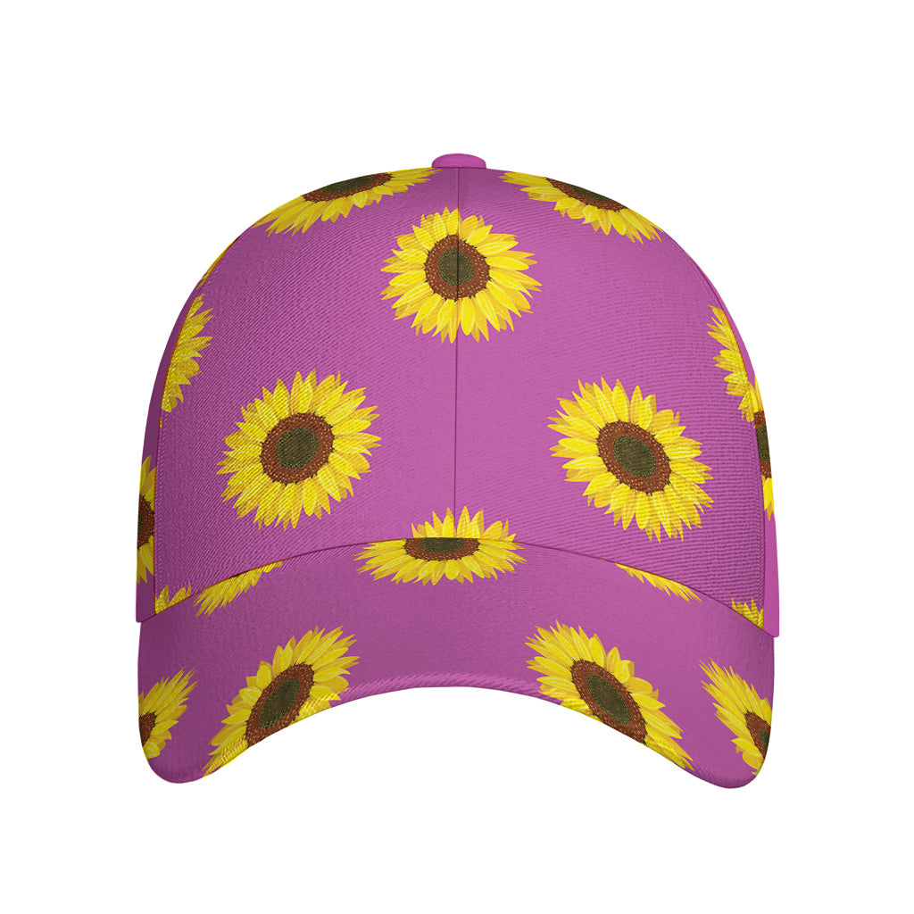 Magenta Pink Sunflower Pattern Print Baseball Cap