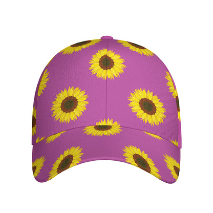 Magenta Pink Sunflower Pattern Print Baseball Cap