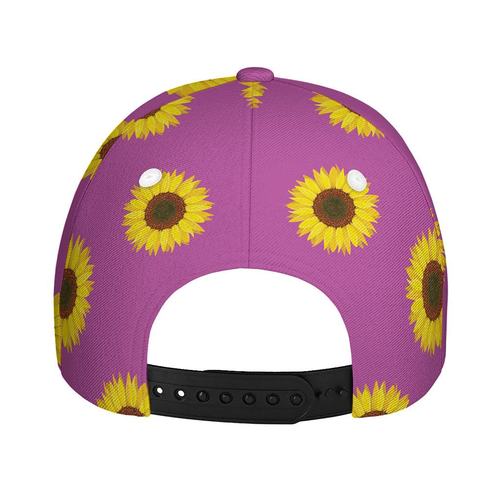 Magenta Pink Sunflower Pattern Print Baseball Cap