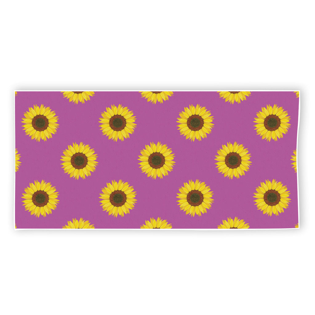 Magenta Pink Sunflower Pattern Print Beach Towel