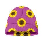Magenta Pink Sunflower Pattern Print Beanie