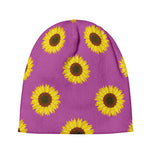 Magenta Pink Sunflower Pattern Print Beanie