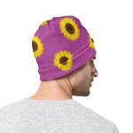 Magenta Pink Sunflower Pattern Print Beanie