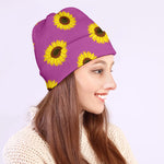 Magenta Pink Sunflower Pattern Print Beanie