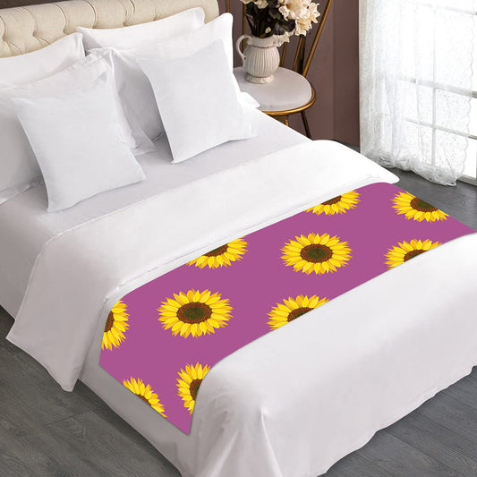 Magenta Pink Sunflower Pattern Print Bed Runner