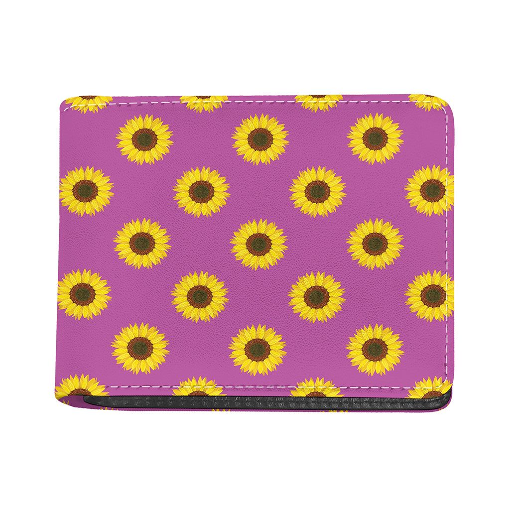 Magenta Pink Sunflower Pattern Print Bifold Wallet