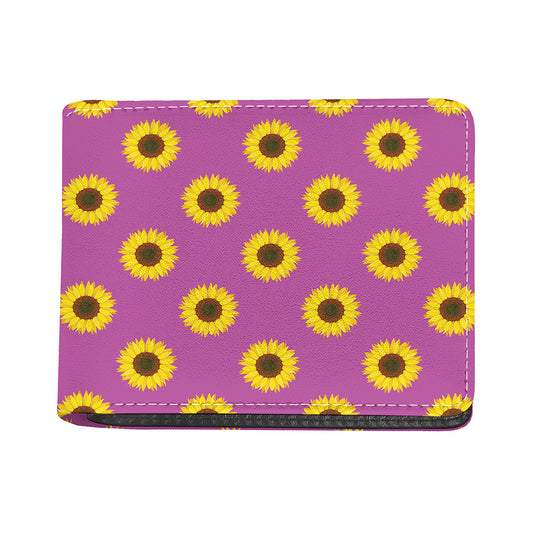 Magenta Pink Sunflower Pattern Print Bifold Wallet