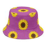 Magenta Pink Sunflower Pattern Print Bucket Hat
