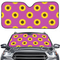 Magenta Pink Sunflower Pattern Print Car Windshield Sun Shade