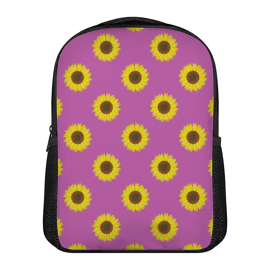 Magenta Pink Sunflower Pattern Print Casual Backpack