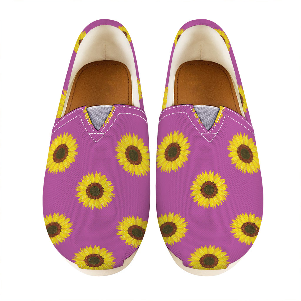 Magenta Pink Sunflower Pattern Print Casual Shoes
