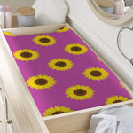 Magenta Pink Sunflower Pattern Print Changing Pad Cover