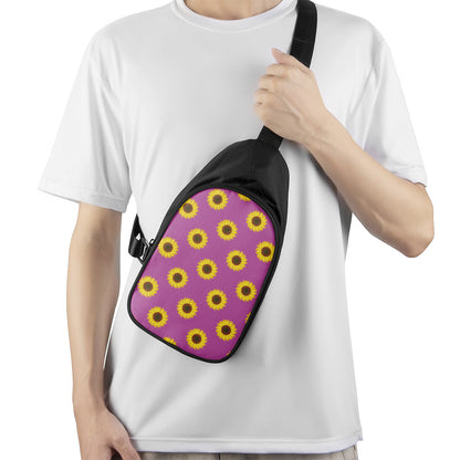 Magenta Pink Sunflower Pattern Print Chest Bag