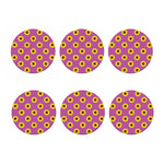 Magenta Pink Sunflower Pattern Print Coaster Set