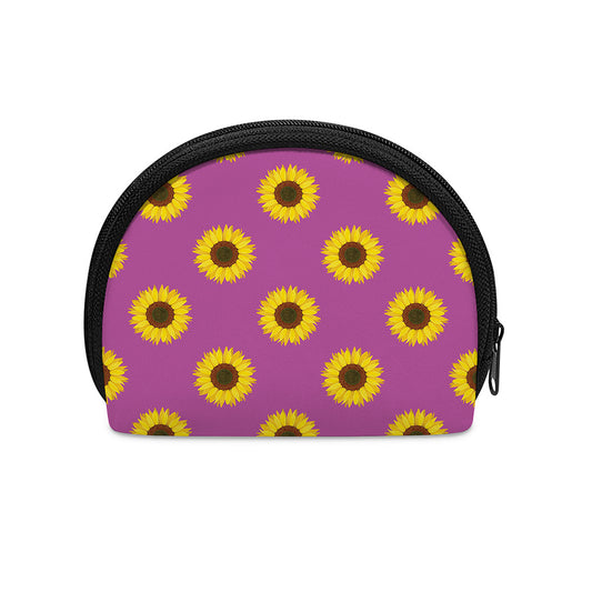 Magenta Pink Sunflower Pattern Print Coin Purse