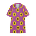 Magenta Pink Sunflower Pattern Print Cotton Hawaiian Shirt