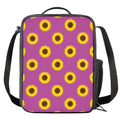Magenta Pink Sunflower Pattern Print Crossbody Lunch Bag