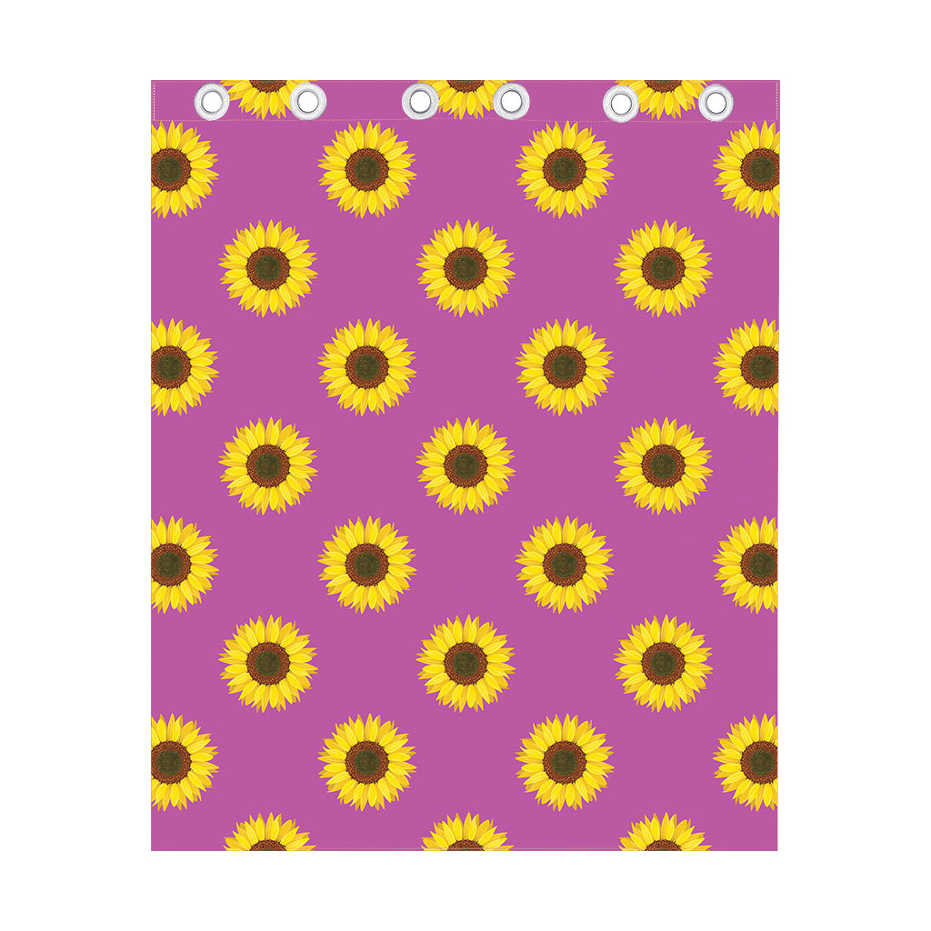 Magenta Pink Sunflower Pattern Print Curtain