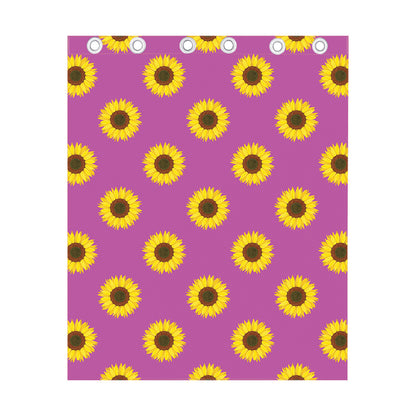 Magenta Pink Sunflower Pattern Print Curtain