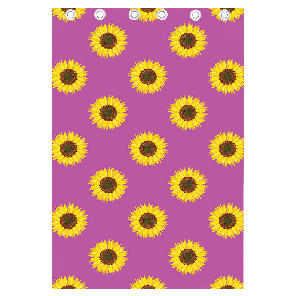 Magenta Pink Sunflower Pattern Print Curtain