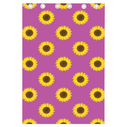 Magenta Pink Sunflower Pattern Print Curtain